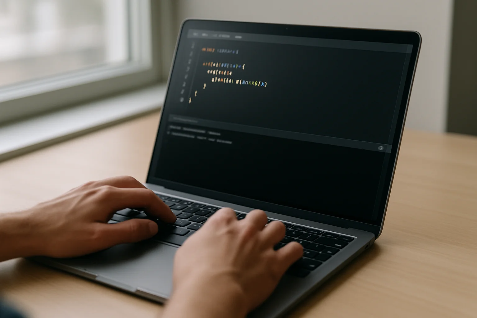 Mains en train de modifier un script Python sur un ordinateur portable pour convertir une valeur avant l’affichage, avec une console prête pour un nouveau test.